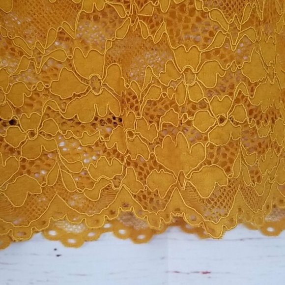 Zara Yellow Mustard Lace Midi Skirt - Picture 7 of 7